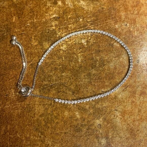 Silver and CZ Adjustable Tennis Bracelet - Picture 5 of 7